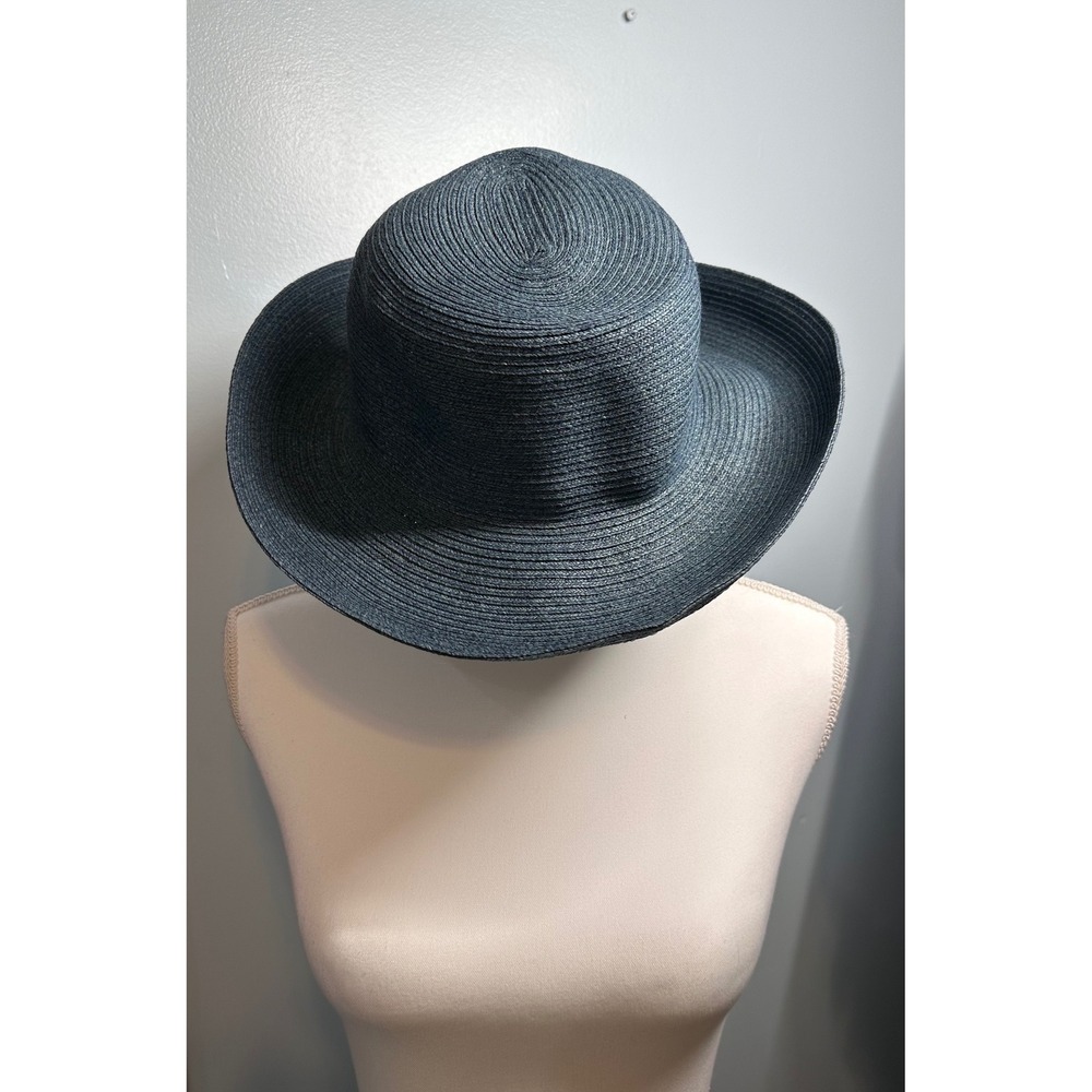 Liz Claiborne Nautical Womens Blue Woven Straw Wide Brim Sun Hat Summer Beach